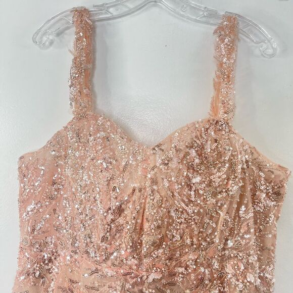 Mac Duggal 20559 Corset Bodice Floral Lace Embellished Gown, Pink, Plus Size 14 - Picture 5 of 15